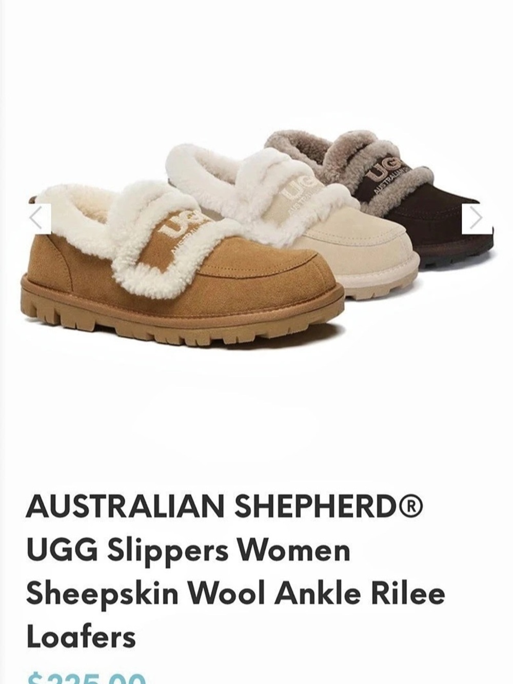UGG Rilee Sheepskin Wool Ankle Loafers Brown & Cream Like New